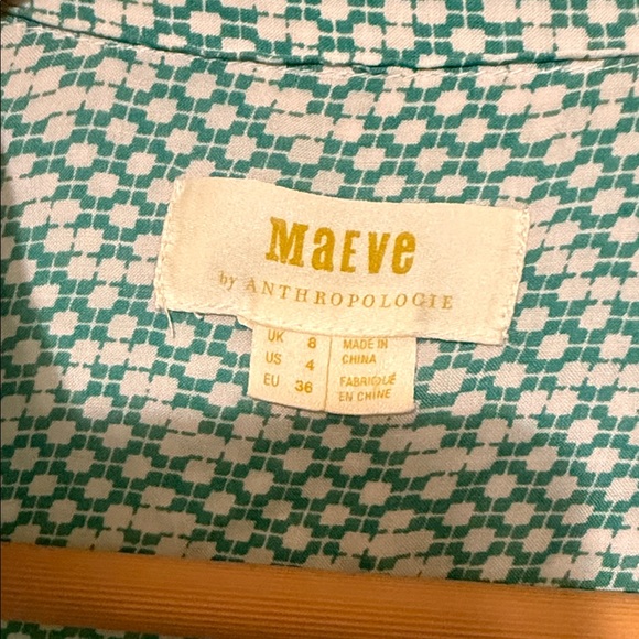 Maeve Turquoise Geometric Button Down Shirt - Picture 2 of 3